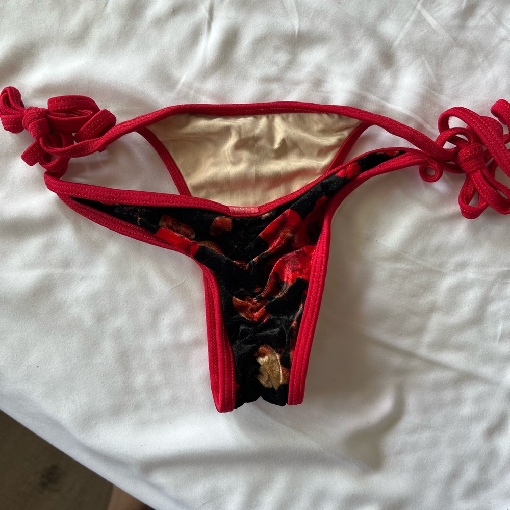 Red and Black Velvet Bikini Bottom